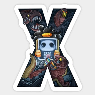 Letter X doodle art Sticker